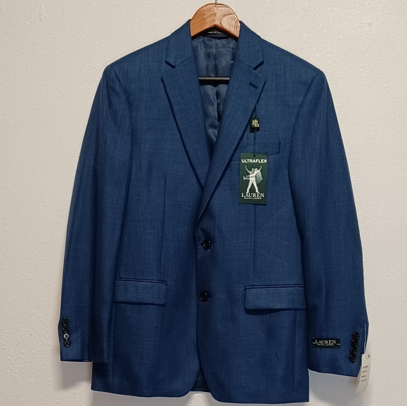 Lauren Ralph Lauren Mens Navy Blue Sport Suit Ultraflex Stretch